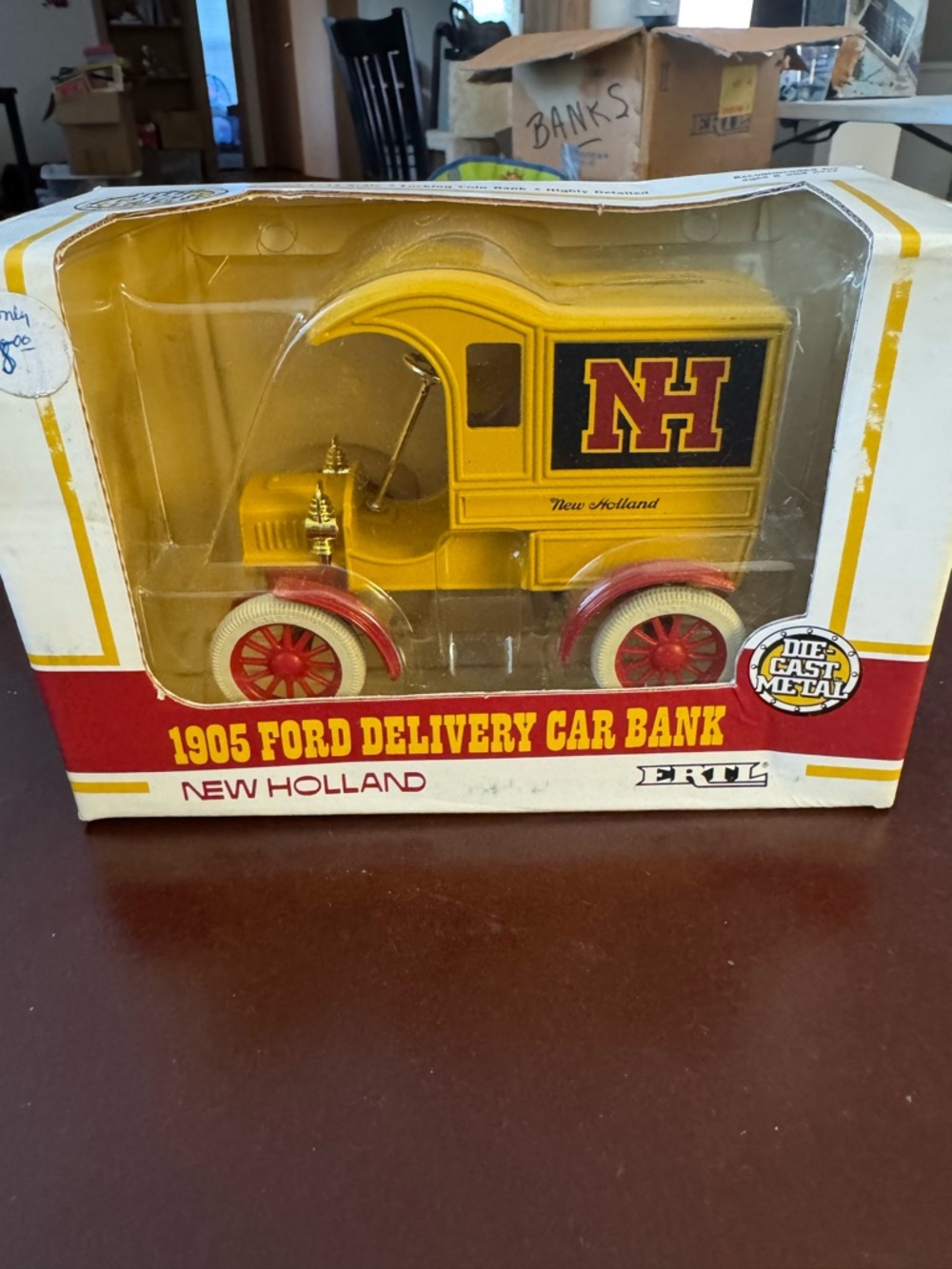 Vintage 1905 Ford Delivery Car Bank - Yellow